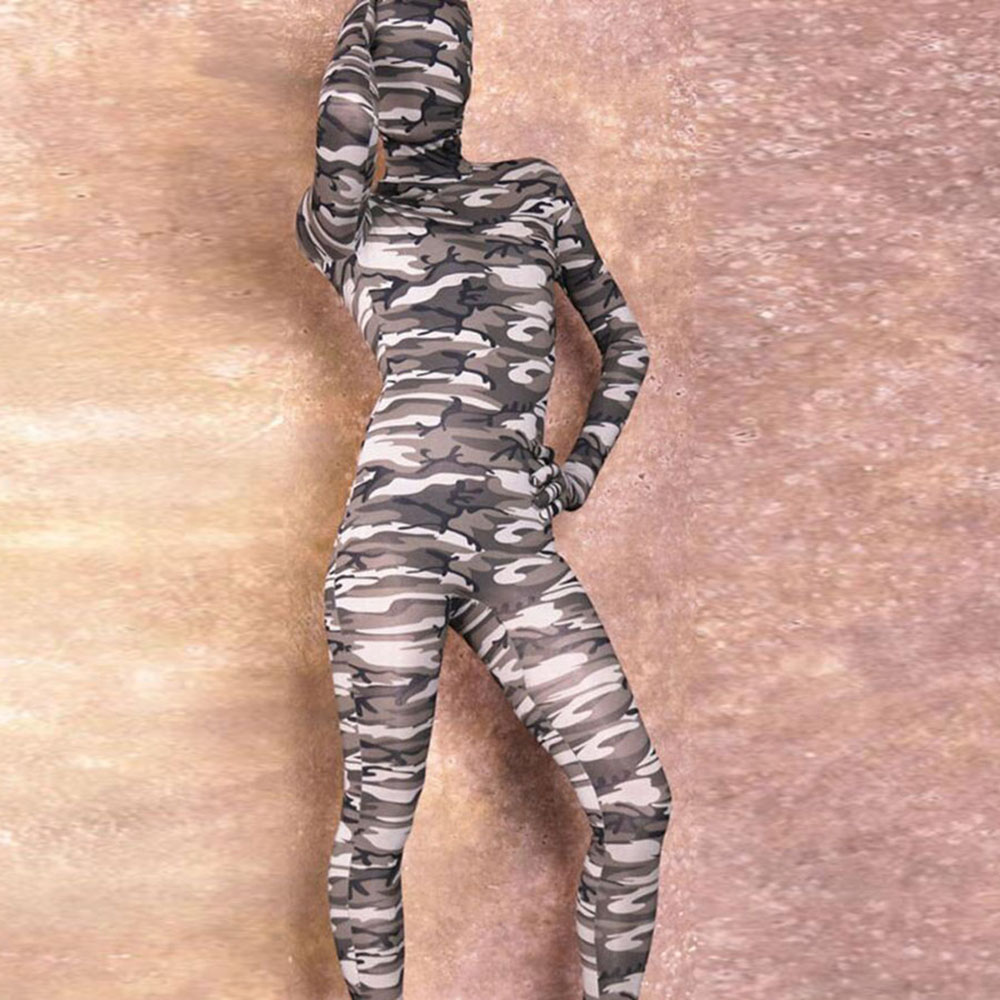 Pattern Lycra Full Covered Camouflage Body Shaper Bodysuit Stage Costume6